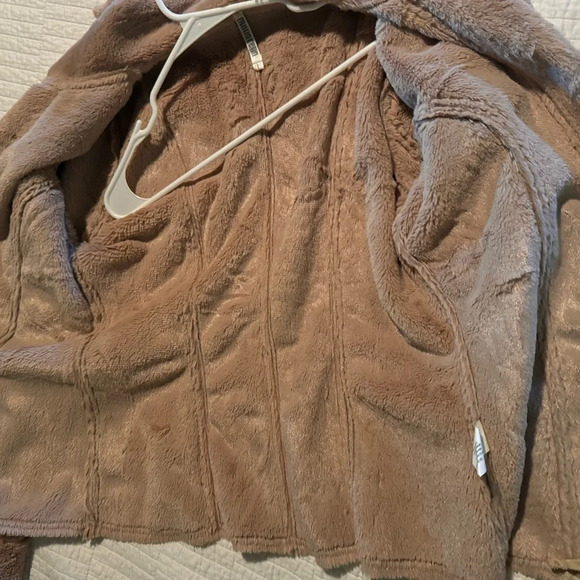 Monoreno Faux Fur Suede Women’s Tan Jacket Fleece Lined Zipper Sz L - Picture 11 of 11